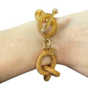 Chunky Goldtone‎ Banana Republic Chain Link Statement Bracelet Signed Toggle Y2k